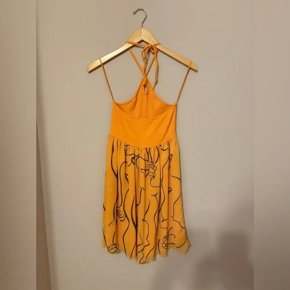 Zara x Dina Bukva Collab Yellow Art Deco Print Mini Swing Dress Small - Picture 6 of 6